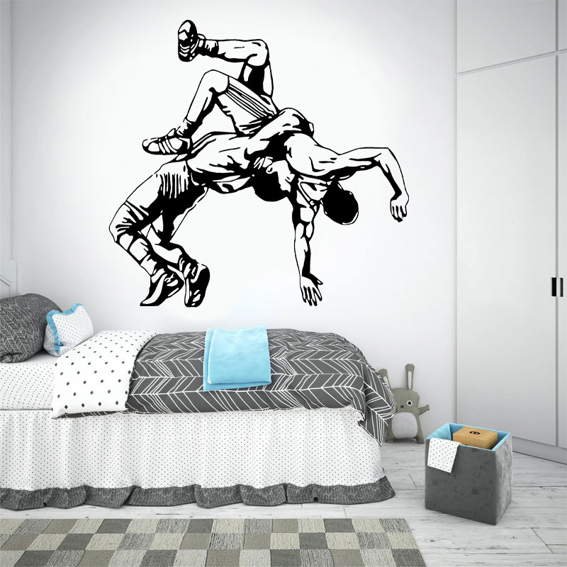 Home Gym On Wall - Worstelen Gooi Muurstickers Vinyl Worstelaar Sport
