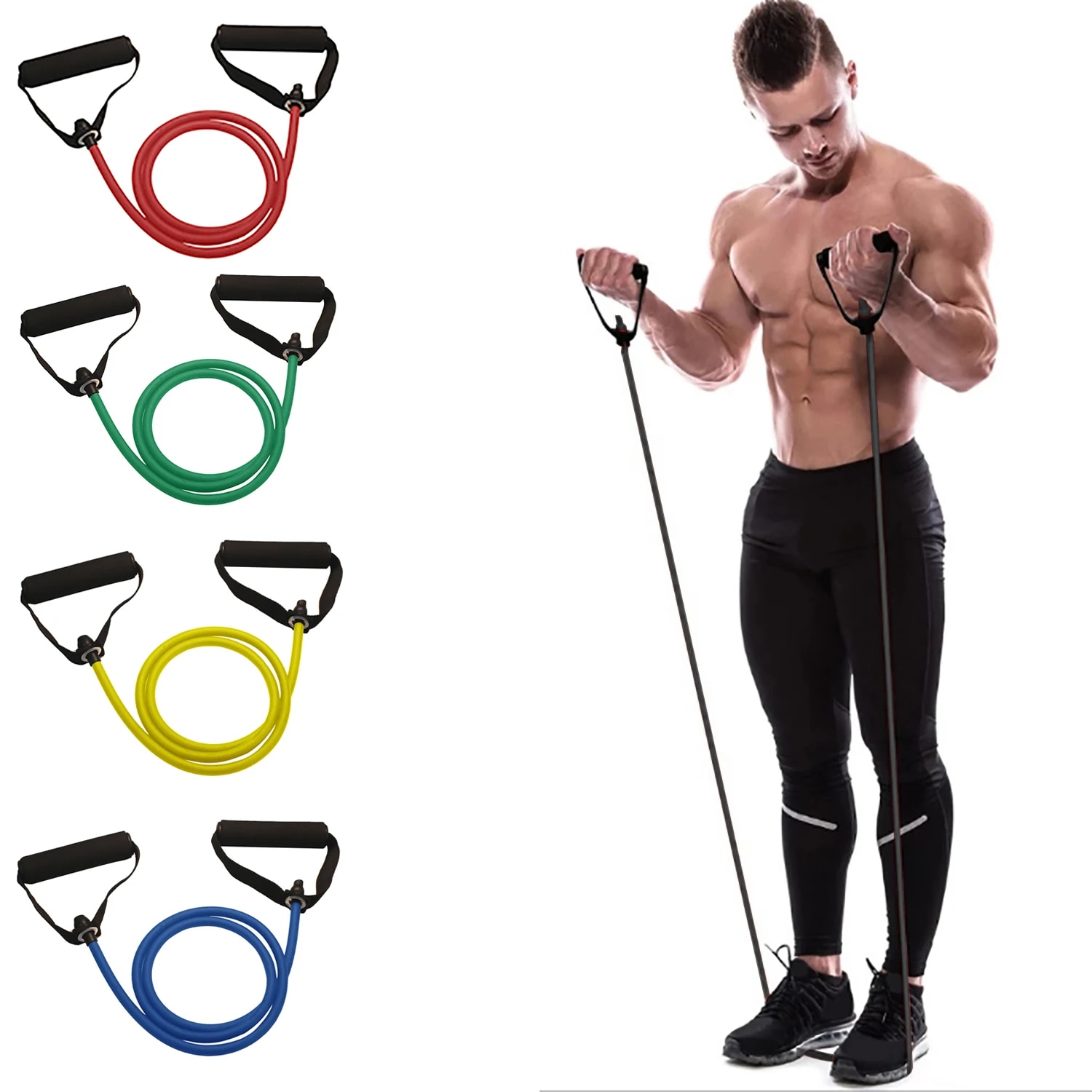 Home Gym Tools - Weerstandsbanden met handvatten, oefenbanden, trainingsbanden met