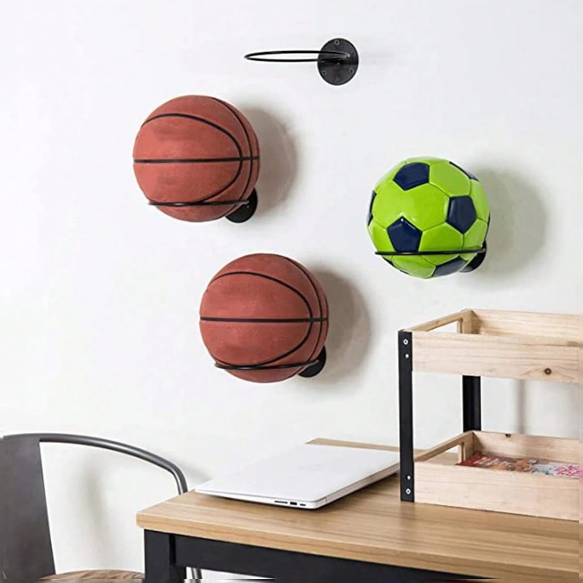 Home Gym On Wall - Ruimtebesparende wandgemonteerde basketbalhouder voor thuisgym, garage