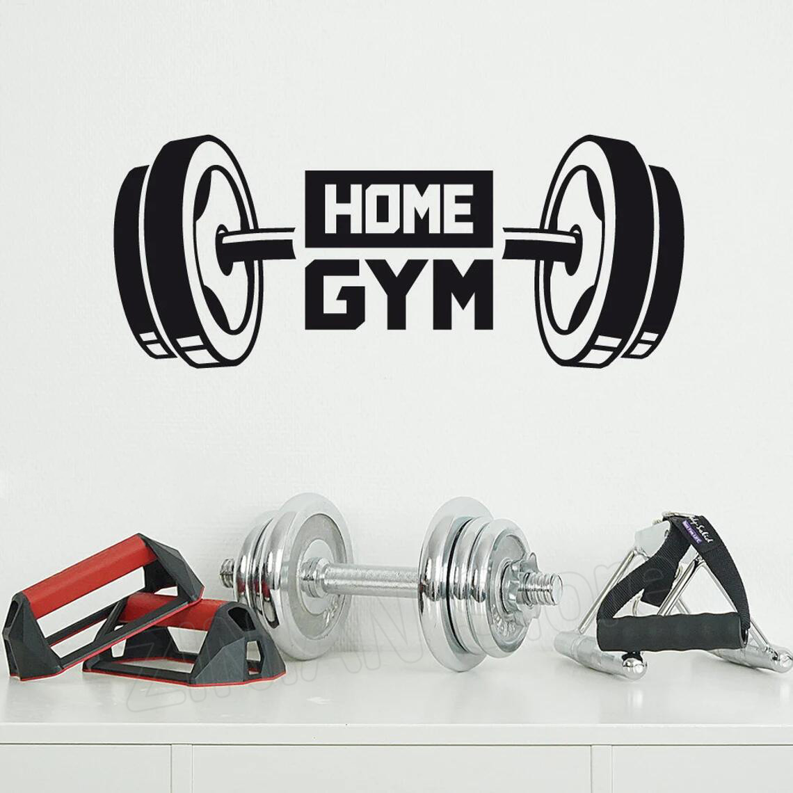 Home Gym On Wall - Fitness Thuis Gym Decor Muursticker Halter