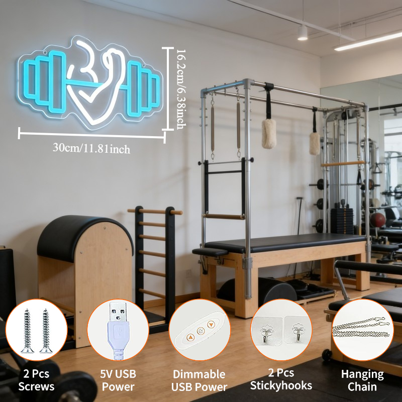 Biceps Dumbbell Neon Sign LED  - Home Gym Yoga Studio recensie en prijs